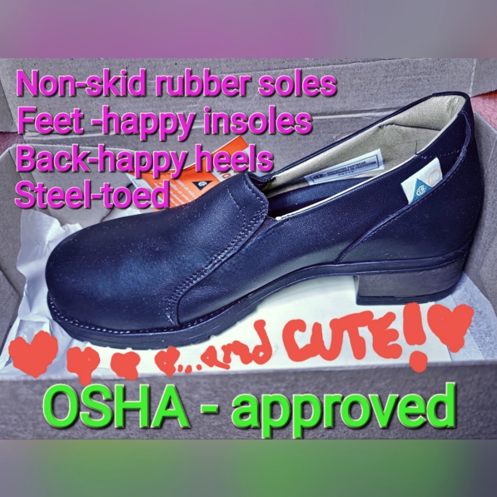 Nurses! CUTE & COMFY work shoes! NWTIB Steel-toe, xtra cushion, OSHA-approved
